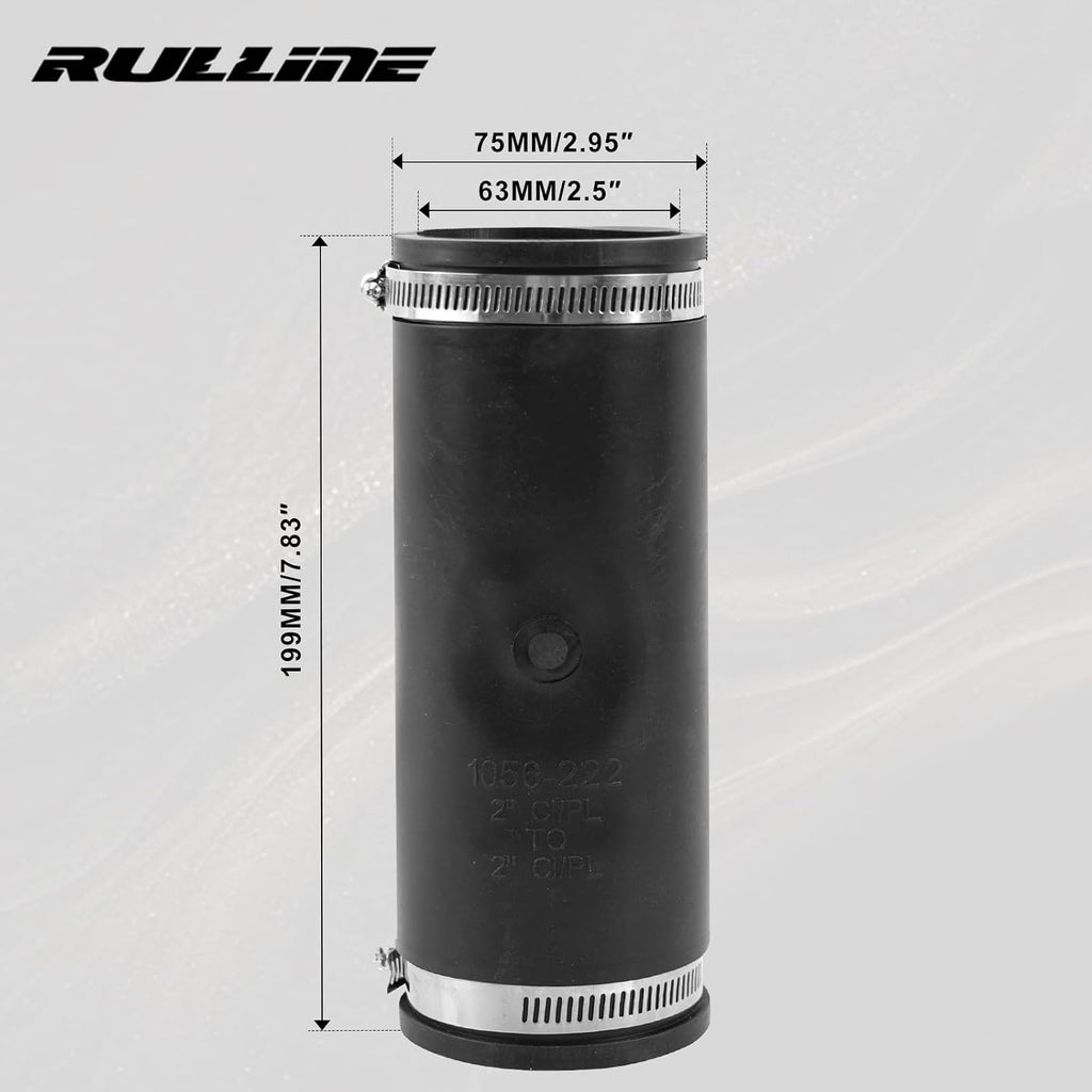 RULLINE Flexible Pipe Coupling 2” to 2” Extra-Long Connector XL 1056-222