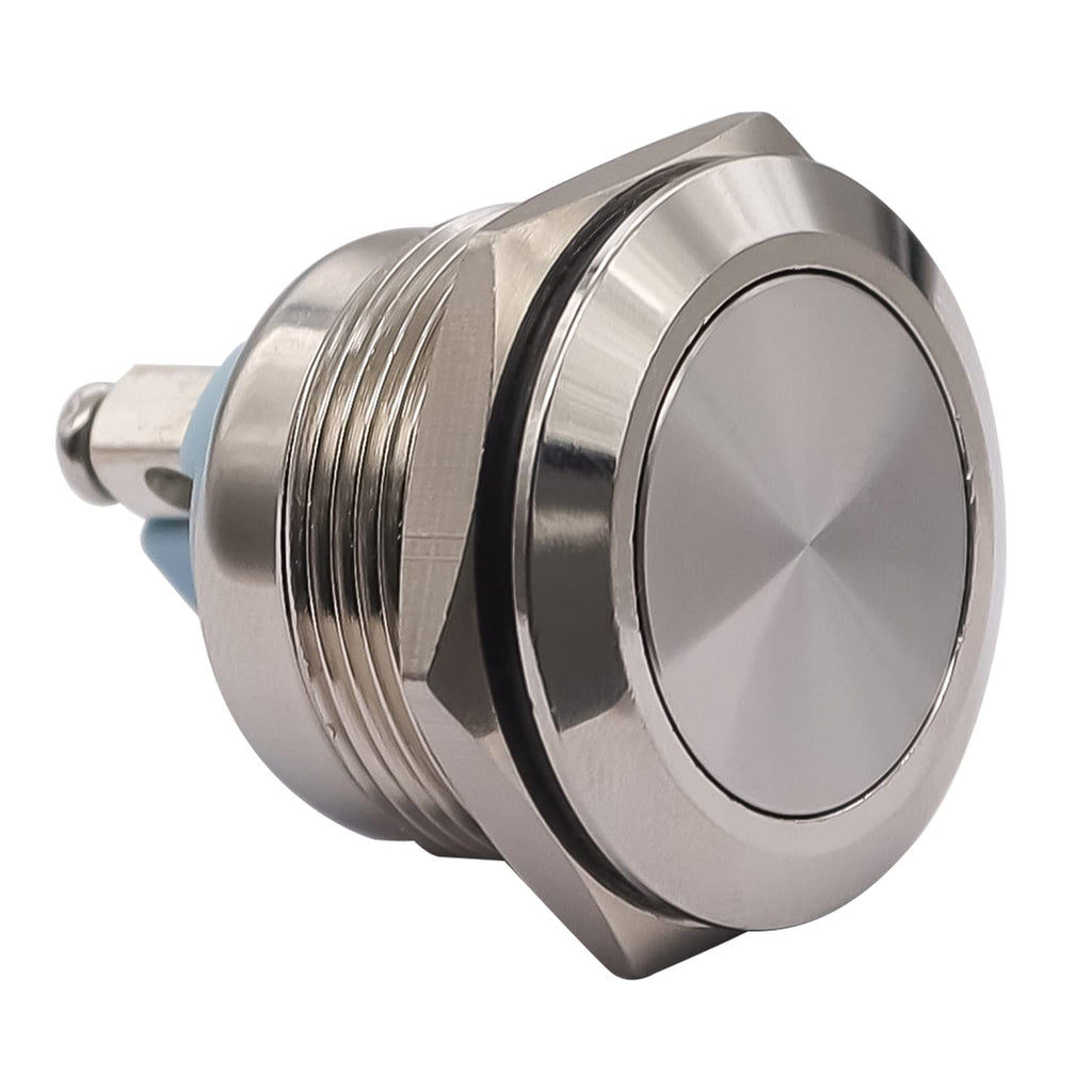 mxuteuk 22mm Momentary Push Button Switch Box Stainless Steel Metal 12V-24V DC 1 NO Flat Top Switch with Waterproof Switch Station G019
