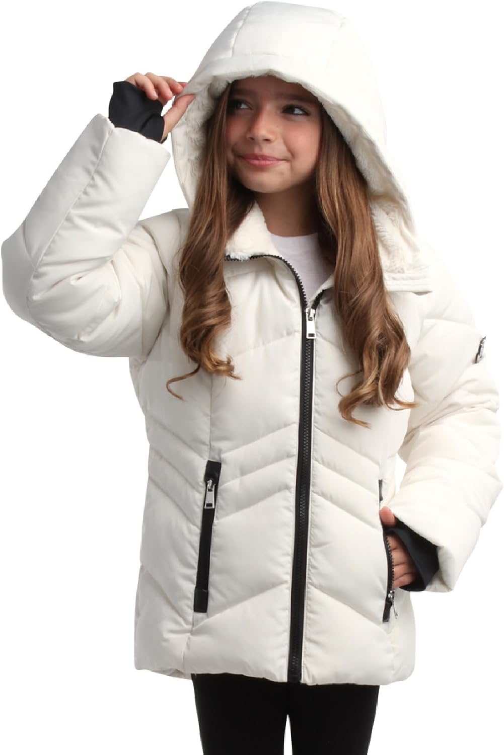 DKNY Girls Winter Jacket, Sherpa Fur Lined Puffer Parka, Hooded Coat | Heavyweight Warmth With Super Soft Plush