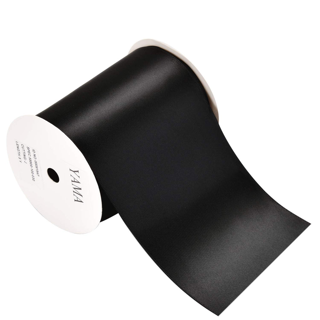 Black Double Faced Satin Ribbon 4 Inch Continuous 5 Yards