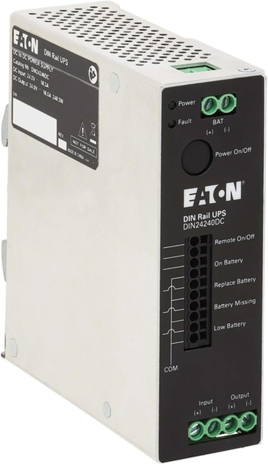 Tripp Lite - DIN24240DC - Eaton 240W 24V DC DIN Rail Industrial UPS - Hardwire Input/Output - Battery Backup - DIN Rail UPS - 10 Minute Stand-by - 24 V DC Input - 24 V DC Output - Single Phase - LED