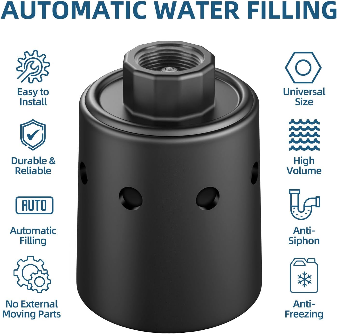 Water Tank Float Valve, Automatic Water Level Control FloatValve, WaterTrough Float Valve for Livestock, Pools, Ponds