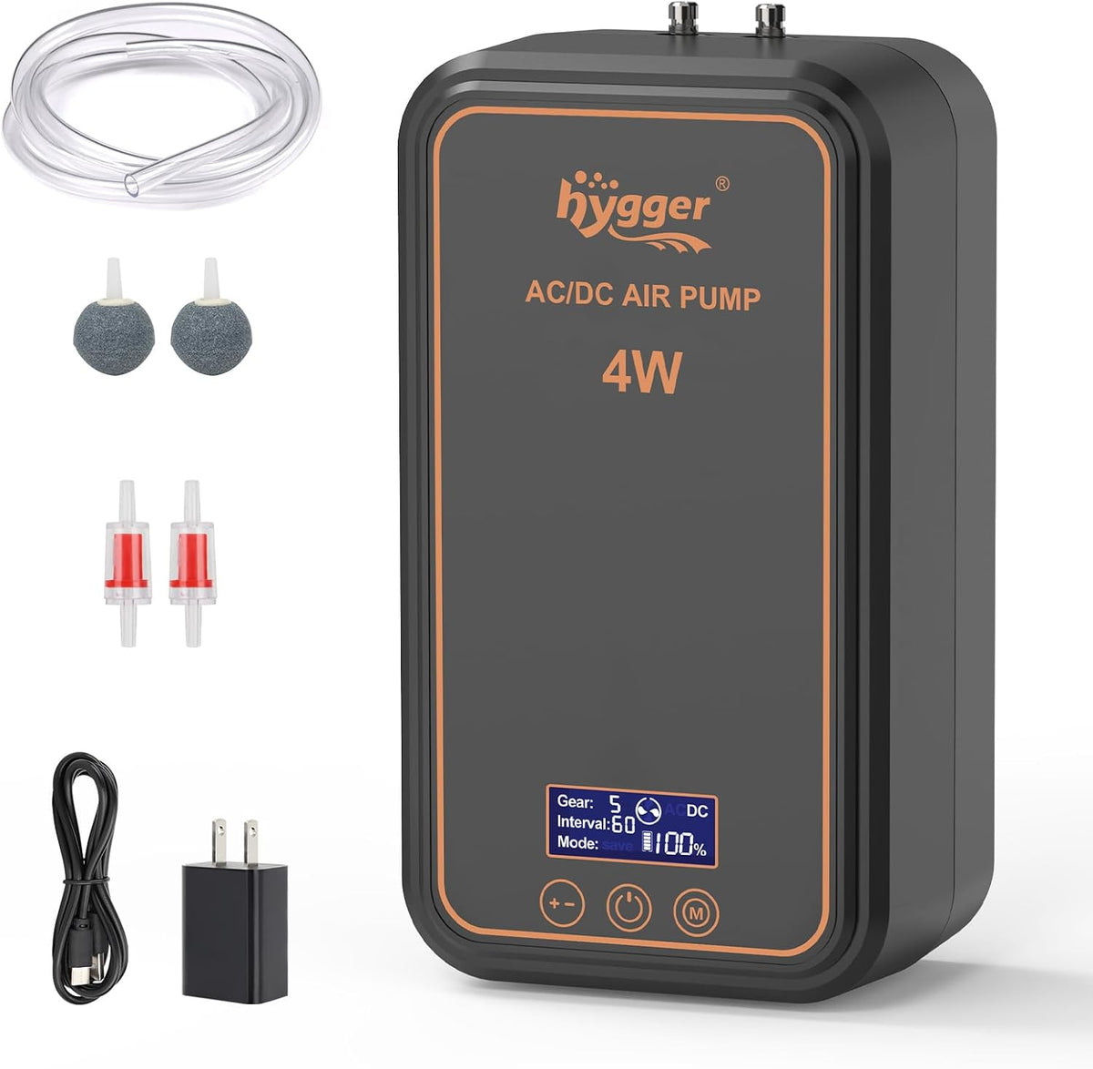 Aquarium Air Pump, Rechargeable Portable Oxygen Pump with Single/Dual Outlets, Ultra Quiet Battery Powered Air