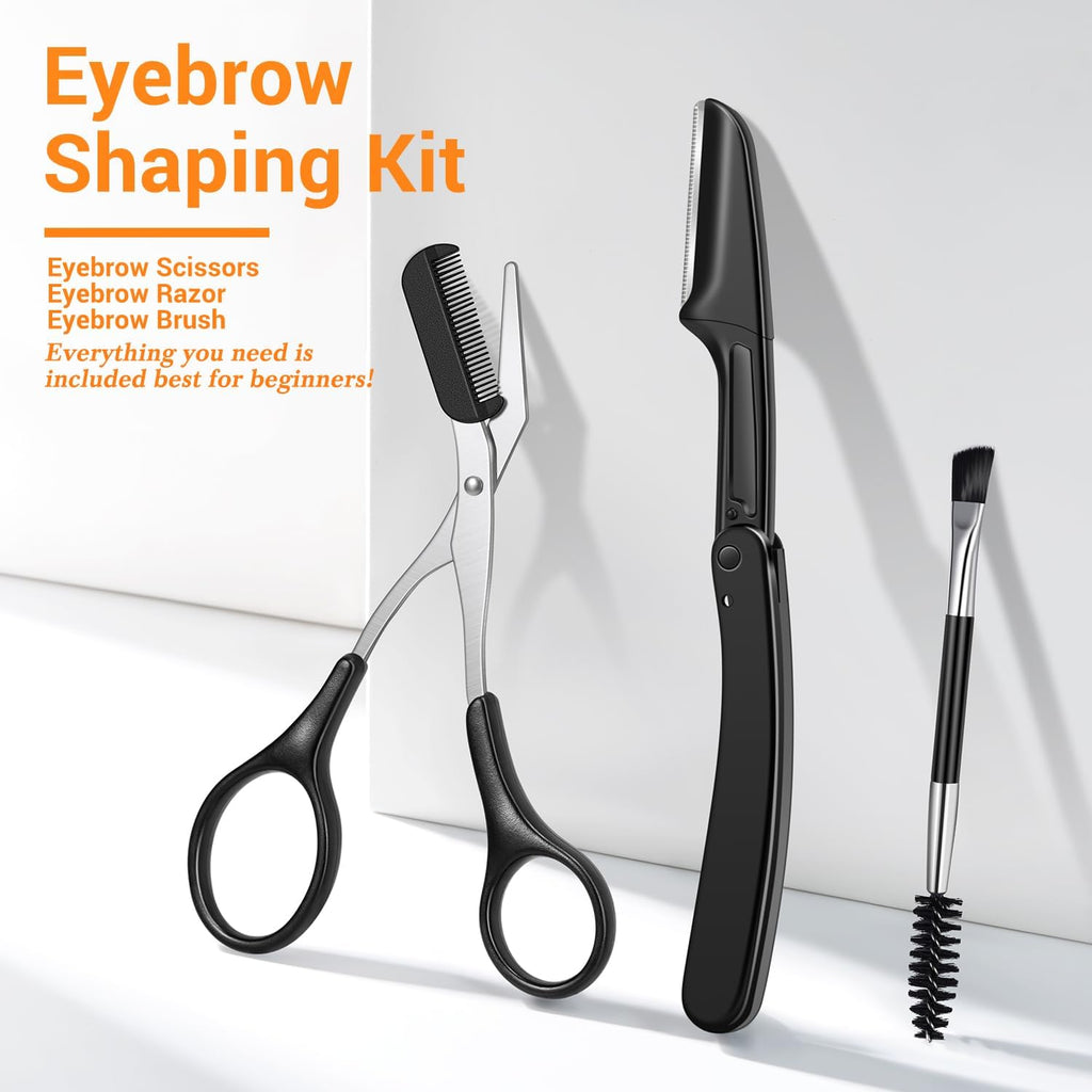 Tweezers for Men, 8 in 1 Professional Eyebrow Tweezers Kit with Eyebrow Trimmer & Scissors, Razor, Brush, Skin Care