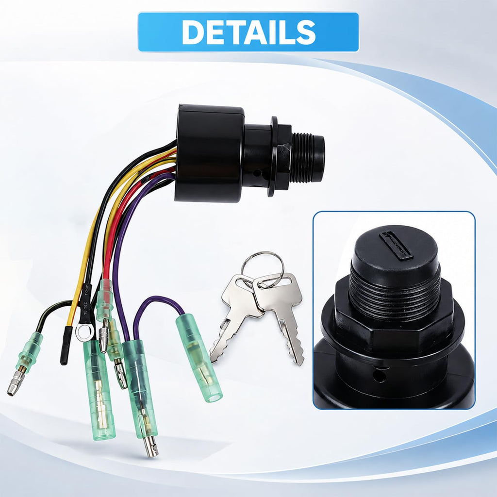 Boat Ignition Switch 3 Position 6 Wire Push to Choke for Outboard