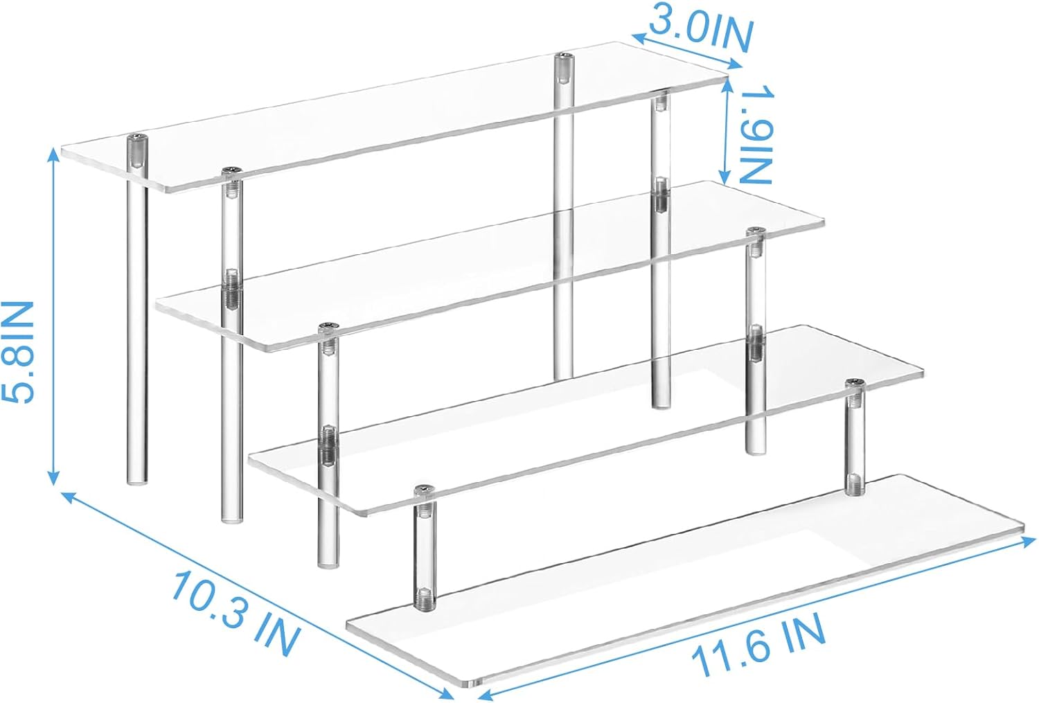 4 Tier Acrylic Perfume Organizer Stand, Clear Display Risers for Perfume, Cologne, Cosmetic, Skincare, Funko POP