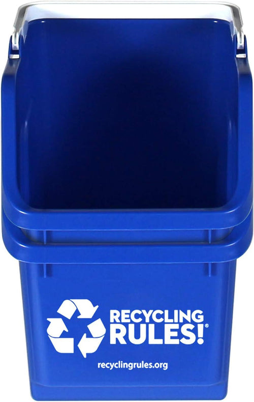 ! 6 Gallon Stackable Recycling Bin Container in Blue, Eco-Friendly BPA-Free Handy Recycler with Handle, 2-Pack