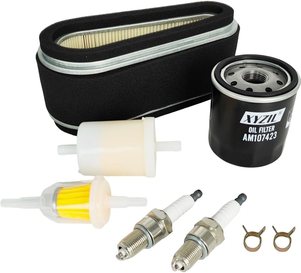 LG185 Air Fuel Oil Filter Spark Plug Tune Up Kit Compatible with John Deere LX186 F525 F710 260 265 325 HD45 HD75