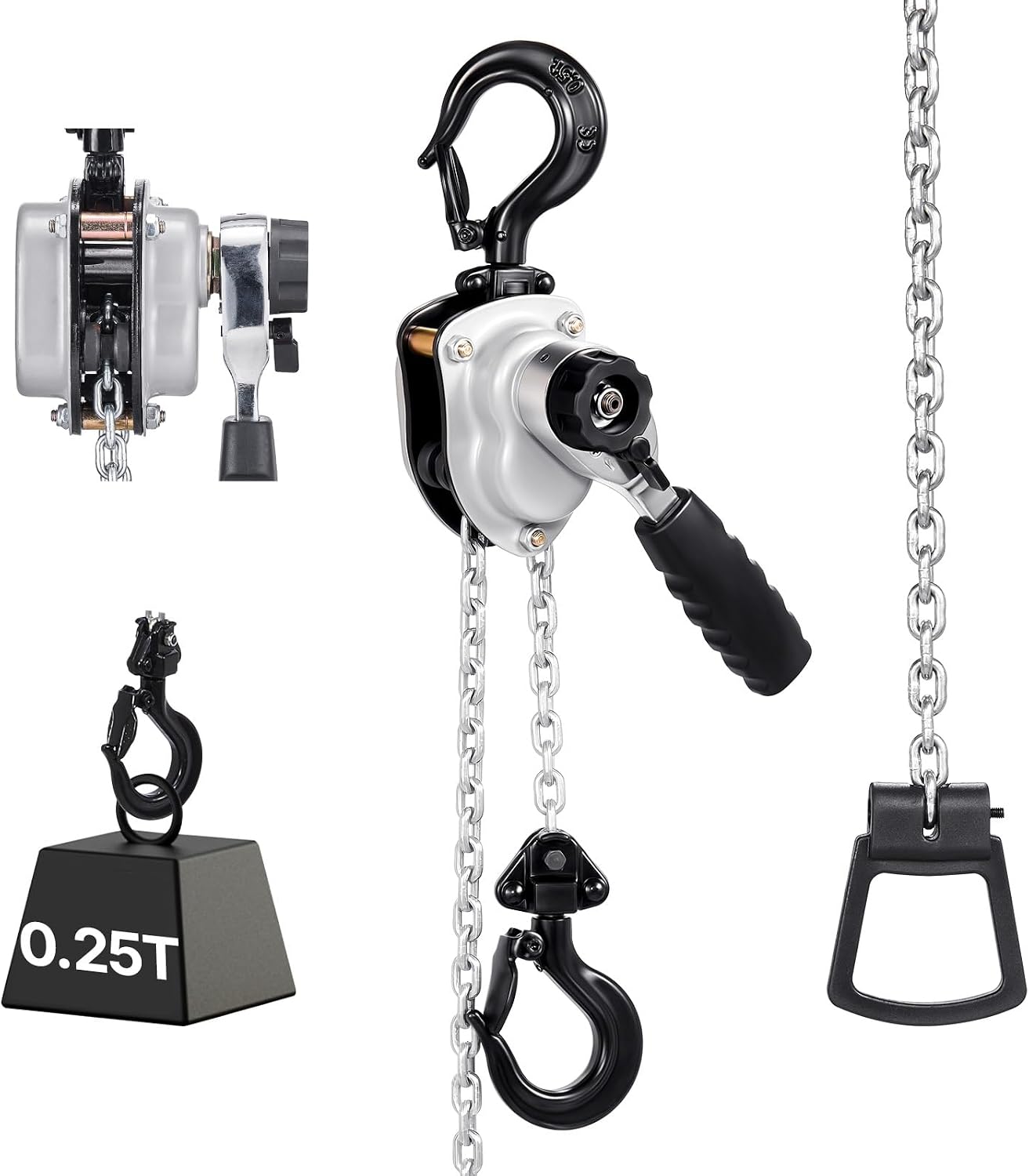 Manual Lever Chain Hoist, 1/4T 550LBS Capacity Heavy Duty Come Along, 10FT Lift G80 Alloy Steel Chain with Dual Pawl