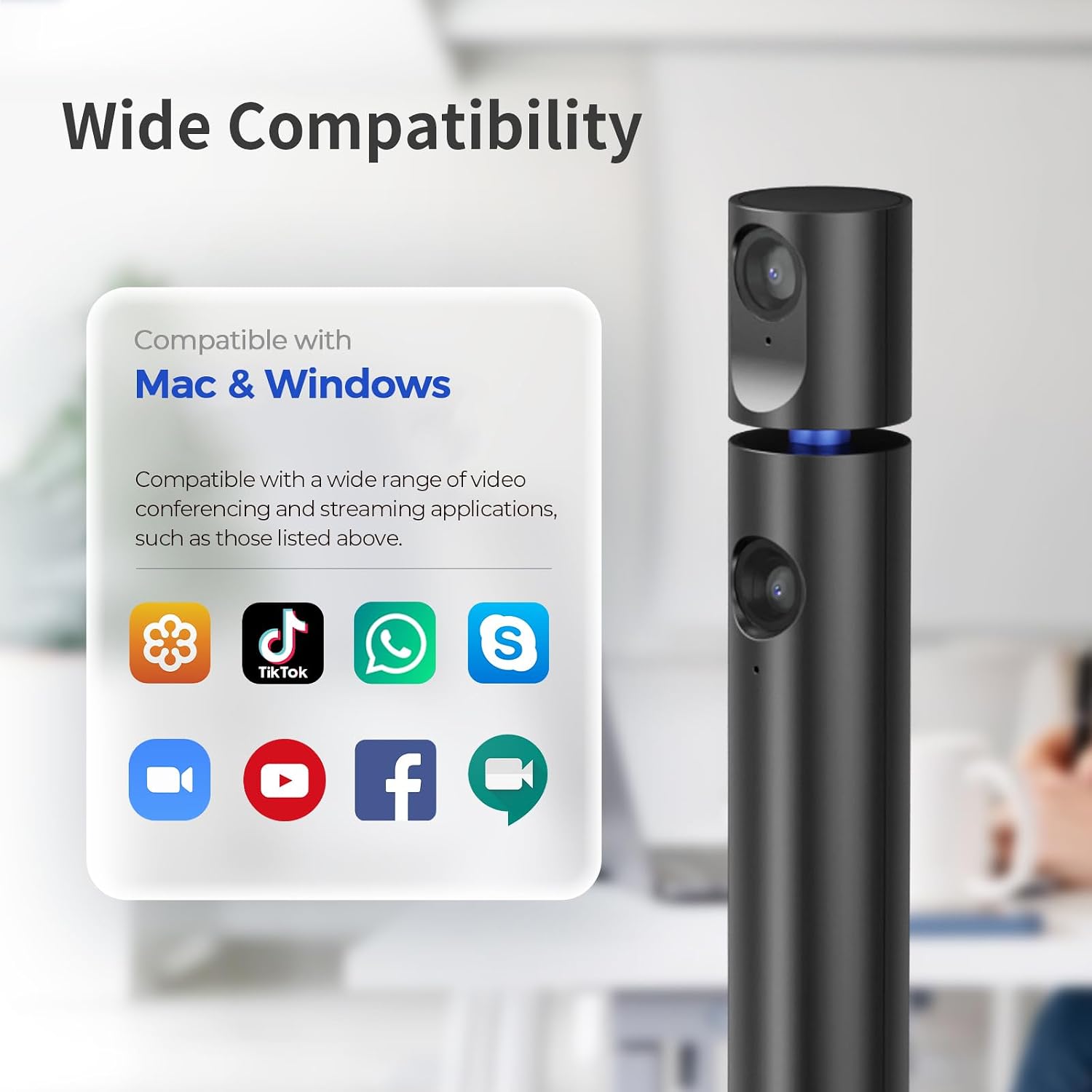 Halo X Pro Dual Webcam for PC, 1080P Web Camera with Microphone | USB Camera for Computer, 90° View, Plug & Play