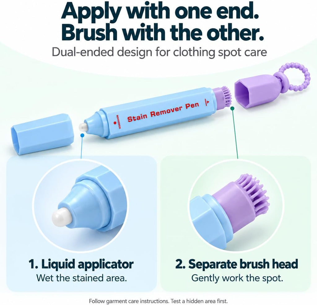 Instant Stain Remover Pen, BIRZOO Dual-Ended 2 Pack with Brush, 12 mL Each