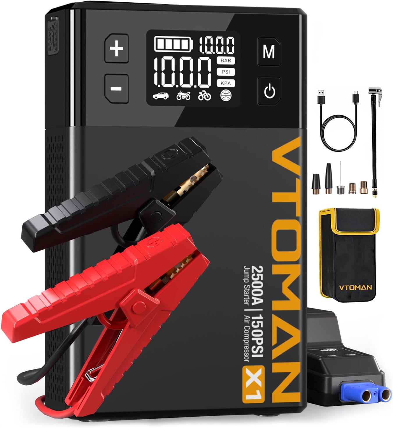 X1 Jump Starter with Air Compressor, Car Battery Jumper Starter (Up to 8.5L Gas/6L Diesel Engine) with 150PSI Auto