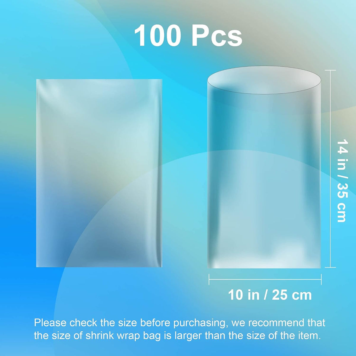 Shrink Wrap Bags, 100 PCS 10x14 Clear PVC Heat Shrink Bags for Shoes