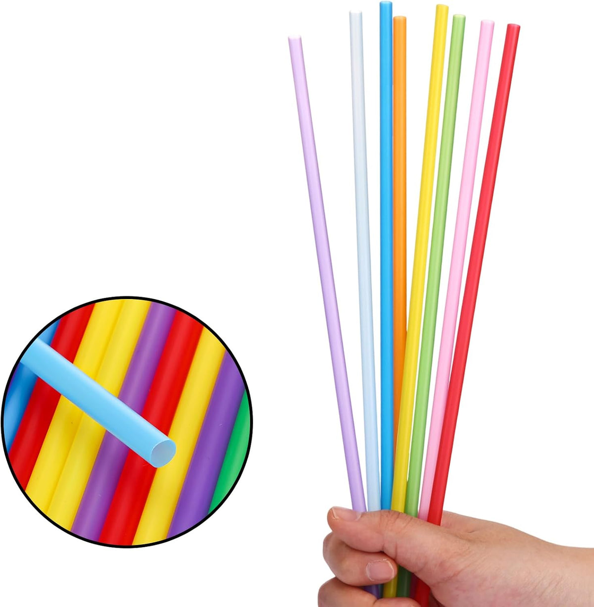 10.3" Disposable Plastic Drinking Straws, 250 Pack, Colorful