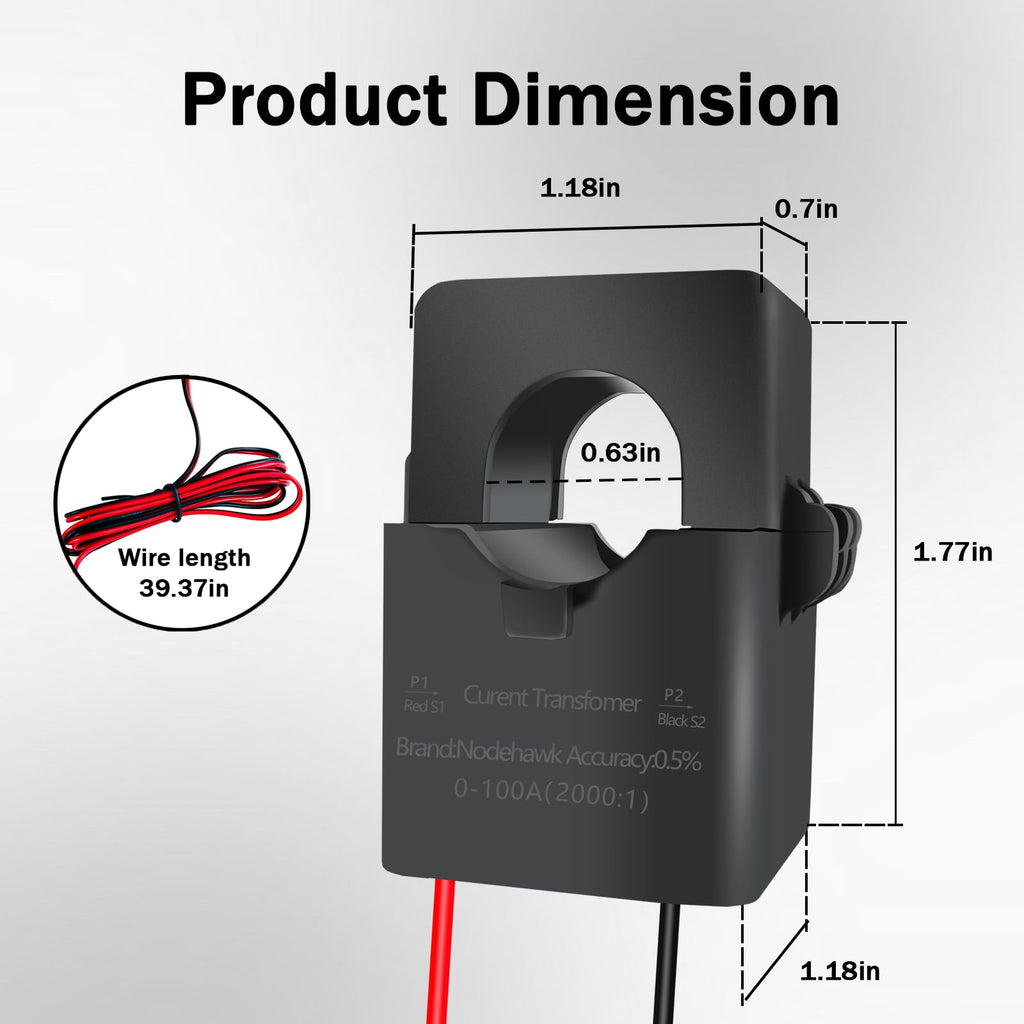 100A Split Core Current Sensor Transformer 2000:1 Ratio AC Current Transformer Coil, Mini Split-CT for Energy Meter