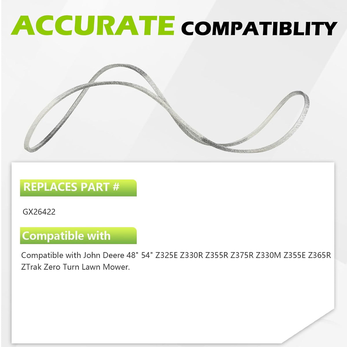 GX26422 Mower Deck Belt for John Deere Z325E Z330R Z355R Z375R Z330M Z355E Z365R ZTrak Zero Turn Lawn Mower - Aramid Cord, 0.51" x 145.65"