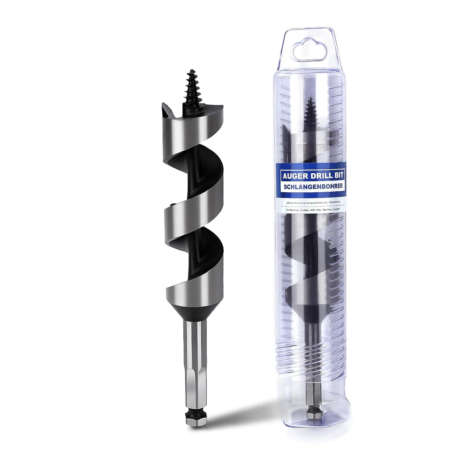 1-9/16" X 6.1" Auger Bit for Wood, 40x155mm Hex Long Auger Drill Bit | 3/8" Hex Shank