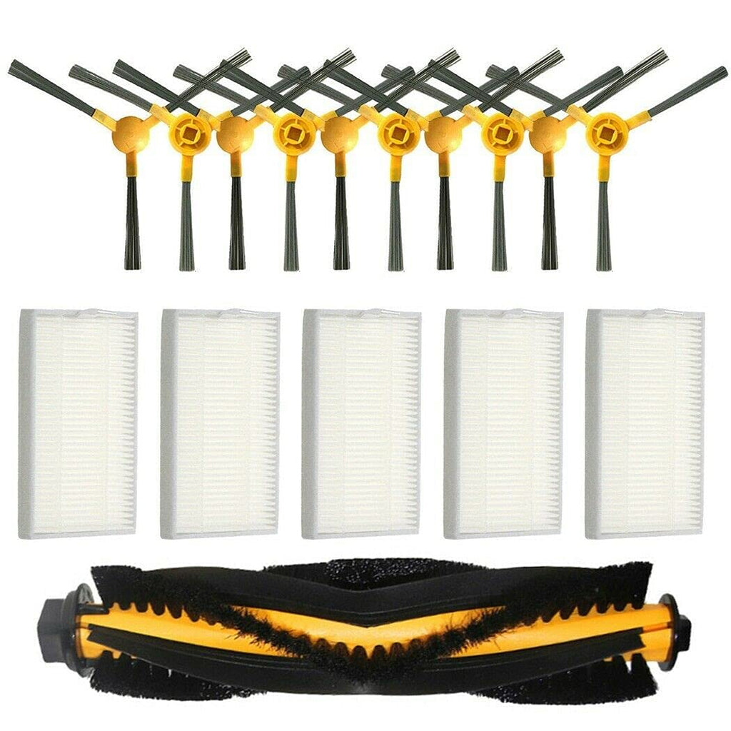 Main Roller Side Brush Filter for MOOSOO RT30 RT40 RT50 Vacuum Cleaner Parts, 1 Main Brush, 10 Side Brush, 5 Filter
