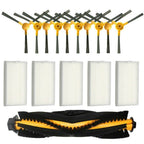 Main Roller Side Brush Filter for MOOSOO RT30 RT40 RT50 Vacuum Cleaner Parts, 1 Main Brush, 10 Side Brush, 5 Filter