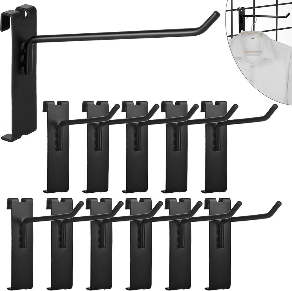 Gridwall Hooks - 4 Inch Heavy Duty Black Display Hooks for Grid Wall Panel Hanging (12Pcs)