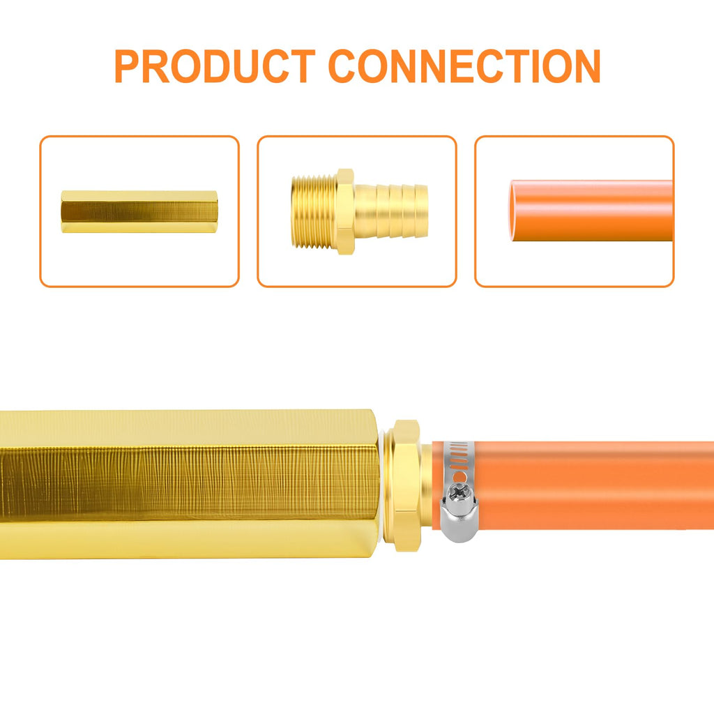 GASHER 1/2" FNPT Brass Long Nipple 3" Length Pipe Fitting