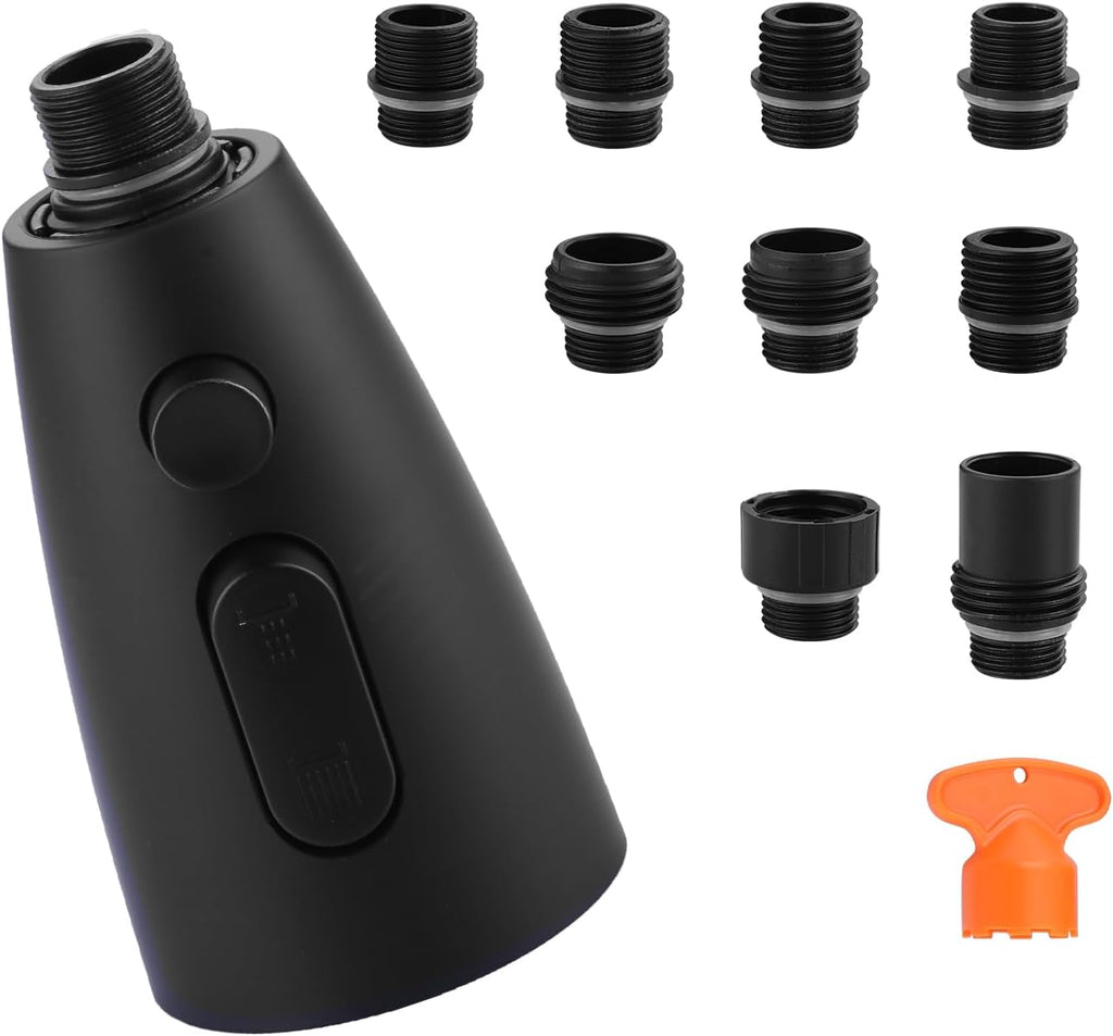 Kitchen Faucet Head Replacement Matte Black，3 Function Pull Out Spray Nozzle with 9 Adapters for Kitchen Sink