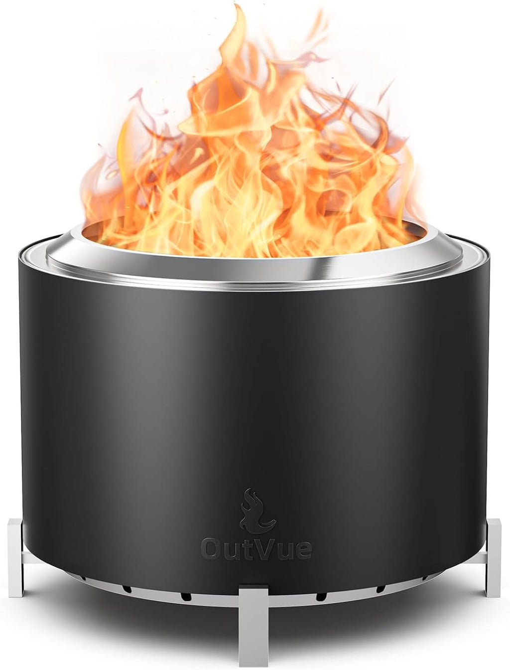 27 Inch Stainless Steel Smokeless Fire Pit with Waterproof Cover