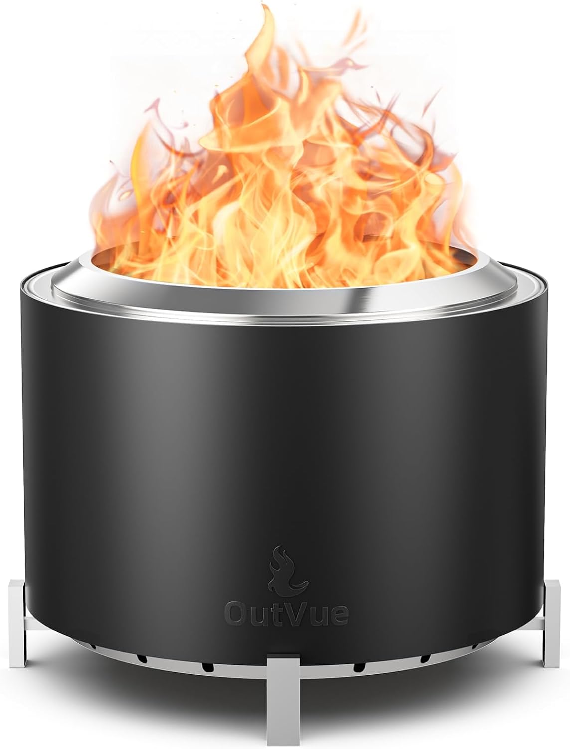 27 Inch Stainless Steel Smokeless Fire Pit with Waterproof Cover