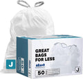 Custom Fit Trash Bags Compatible with Simplehuman Code J 50 Count White Drawstring Garbage Liners 10-10.5 Gallon