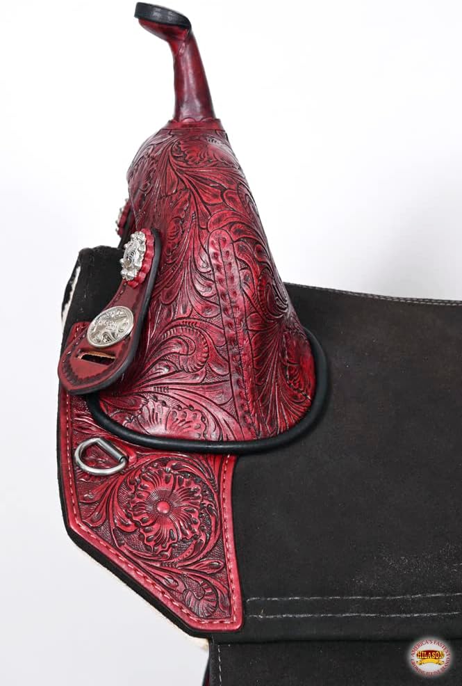 Western Treeless Trail Barrel Saddle Mahogany 14in