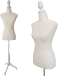 Female Dress Form Mannequin Torso Body with Adjustable Tripod Stand Dress Jewelry Display (Beige)