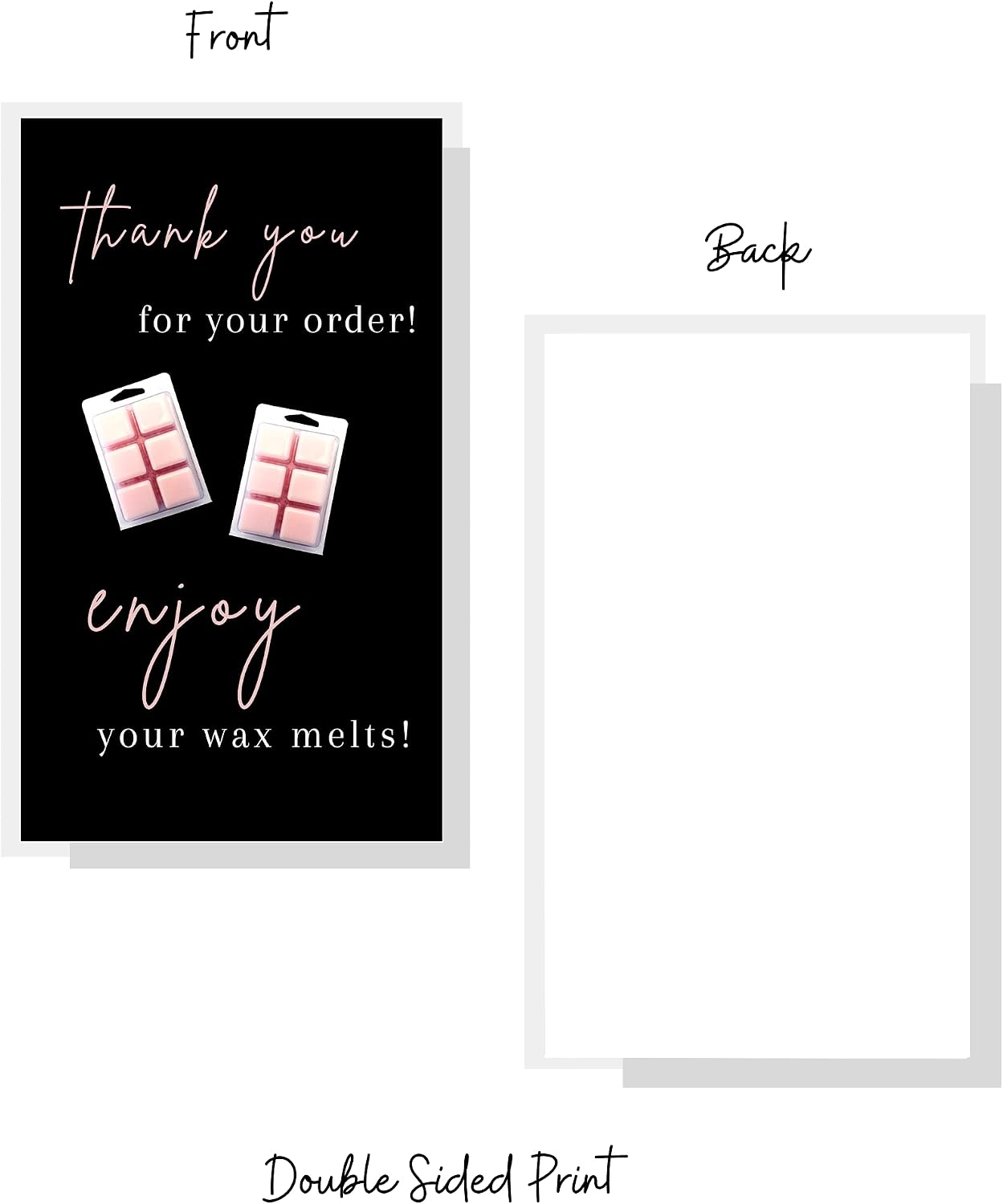 Thank You For Your Wax Melt Purchase Card | 50 pk 2 x 3.5” Wax Melt Supplies Homemade Customer Thank You How To Care