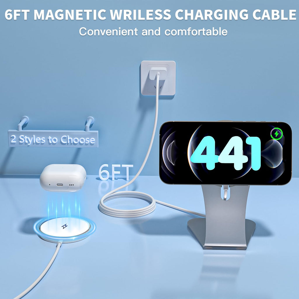 Magnetic Wireless Charger for Apple iPhone 17 Mag Safe Charging,USB-C Charger Block & 6FT 15W Fast Wireless Charging