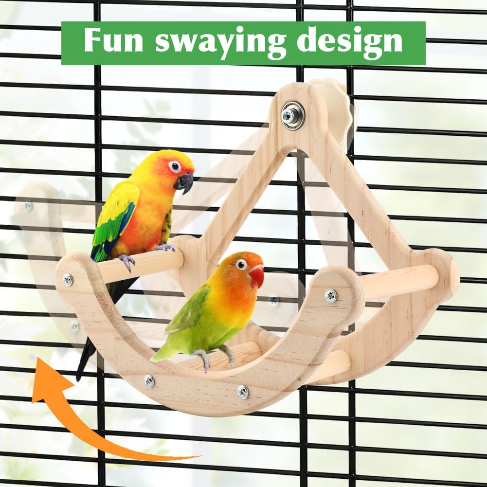 Bird Perch Toy, Interactive Rocking Parakeet Toys and Perches, Wooden Exercise Cockatiel Toys, Intelligence Birds
