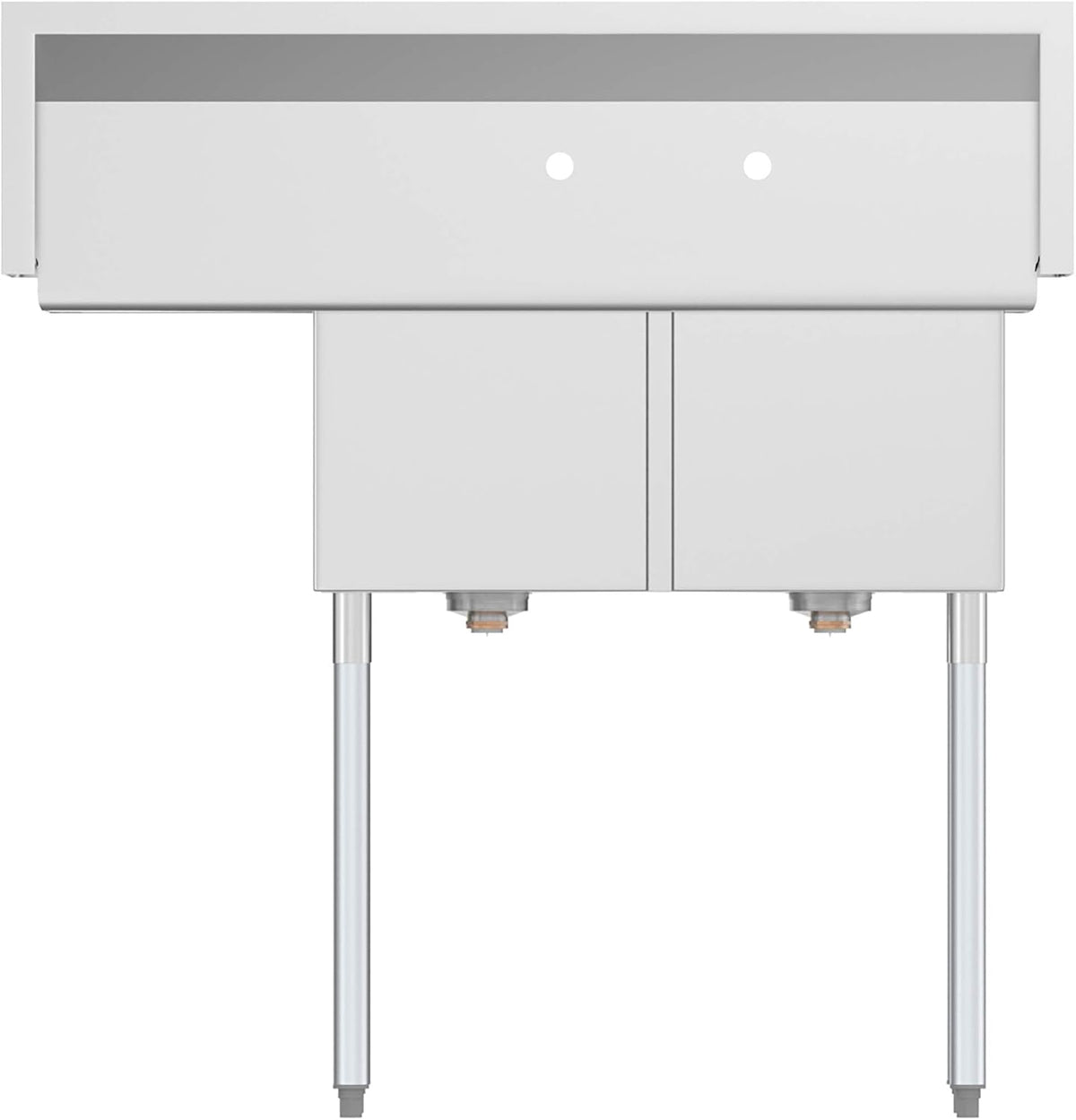 2 Compartment Stainless Steel NSF Commercial Kitchen Prep & Utility Sink with Drainboard - Bowl Size 14" x 16" x 11"