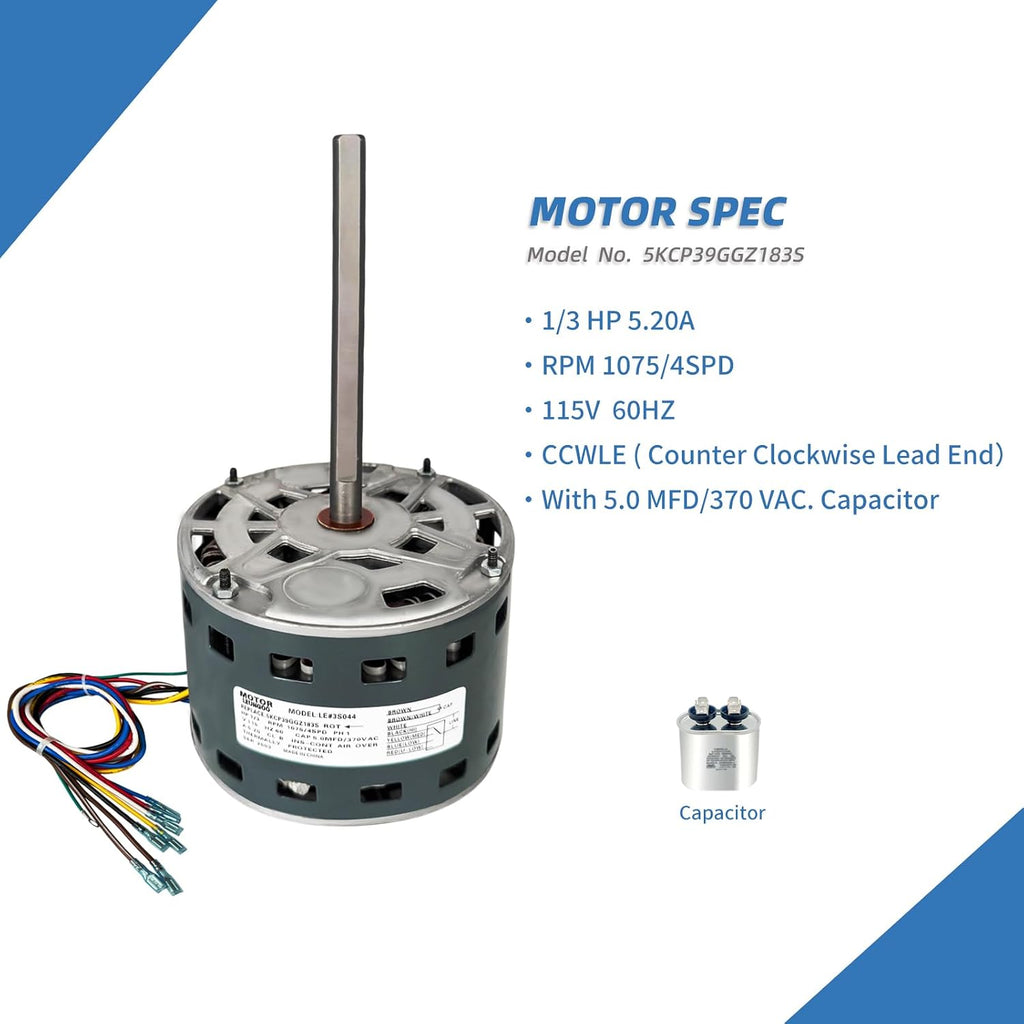 5KCP39GGZ183S Blower Fan Motor Replaces Carrier Bryant Payne5KCP39GGS335S