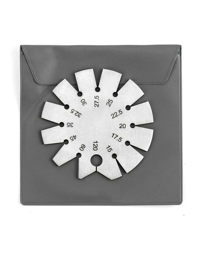 QWORK Bevel Gauge, Stainless Steel Axe Angle Gauge Round Shape Knife Angle Finder 15-120 Degree for Measuring Knife Angle