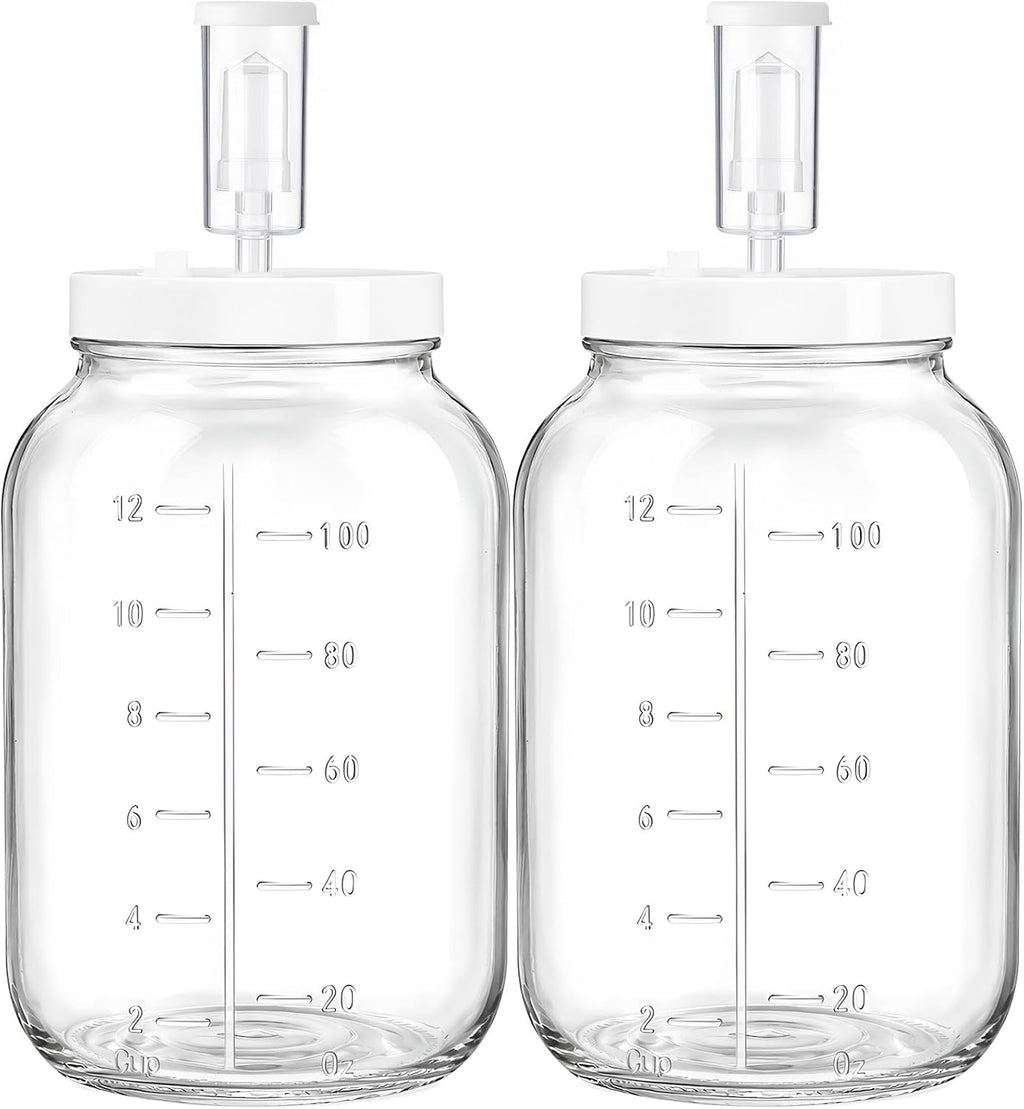 1 Gallon Large Glass Fermentation Jars with Airlock for Kombucha, Pickles | Wide Mouth Mead Making Kit, Canning Jars