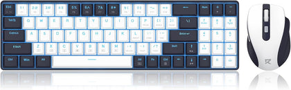 BS8773 Wireless Keyboard and Mouse Combo, 78 Keys 2.4Ghz Wireless Low-Profile Mechanical Red Switch Keyboard w/Slim