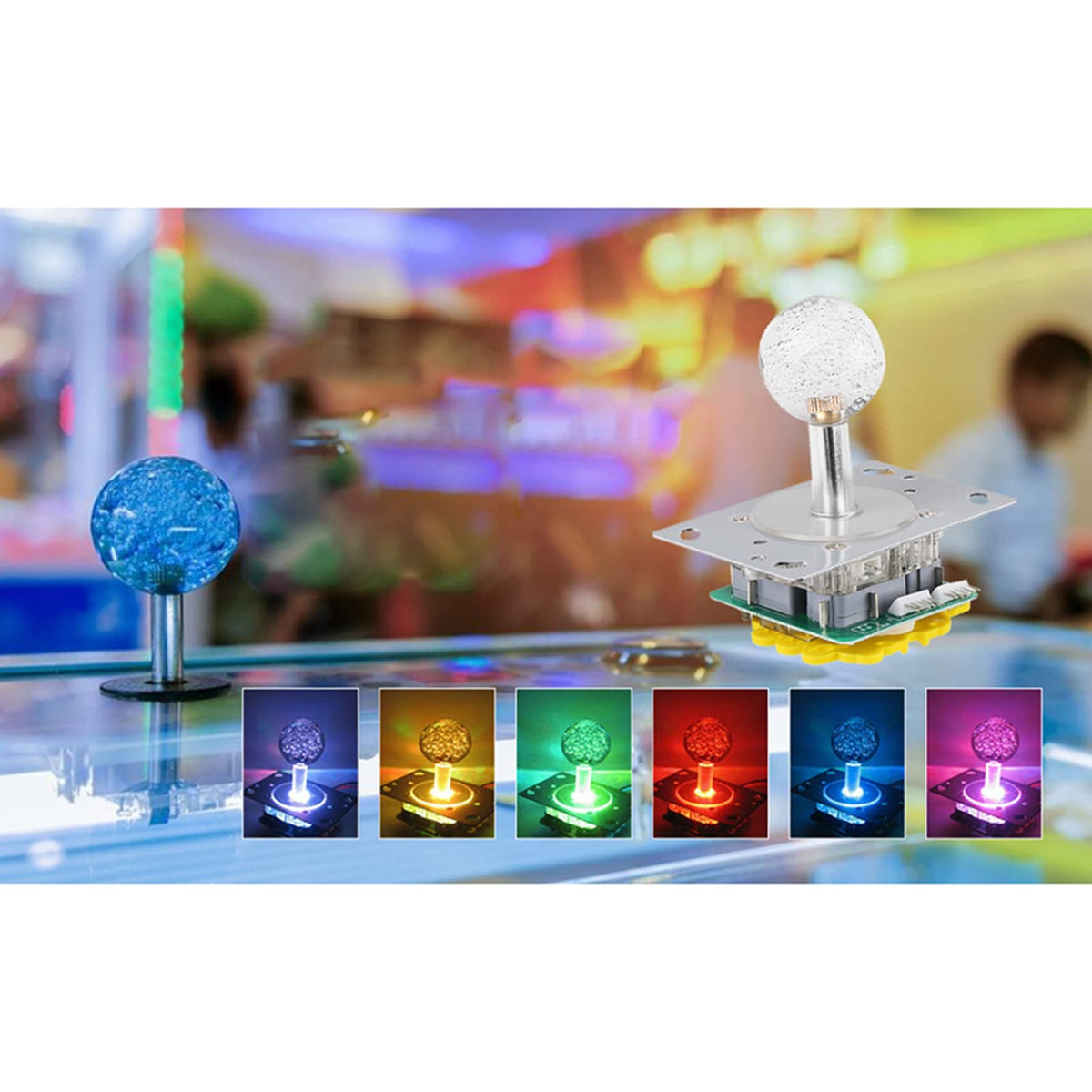 Led Joystick Arcade, Colorful Shinning Illuminated Joystick Switchable from 4 to 8 Way Operation for Video Game