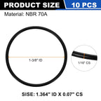 uxcell 10Pcs AS-028 NBR 70A O-Rings 1-3/8"ID x 1/16"CS/1.364"ID x 0.07"CS