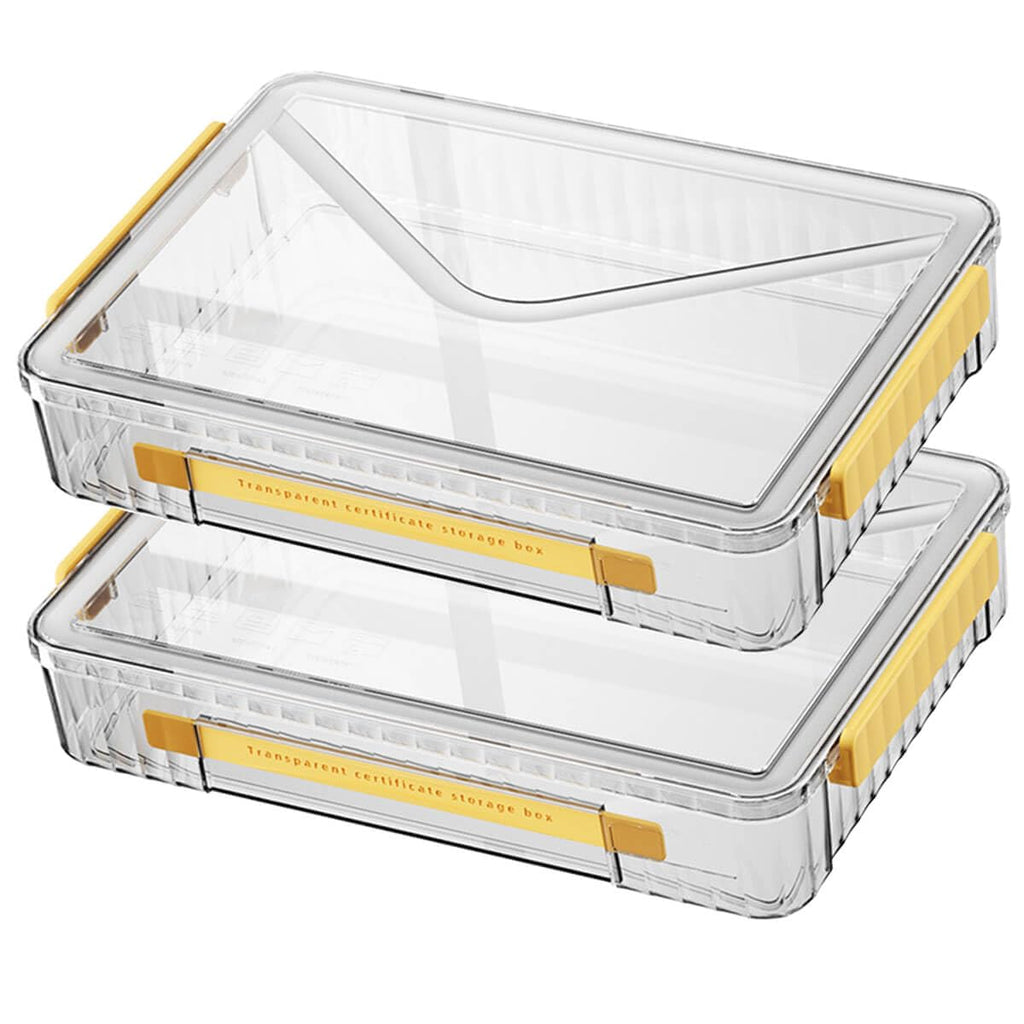 2 Pack Document Storage Clear Plastic Storage Boxes with Lids Stackable Storage Bins Paper Storage Box Containers for
