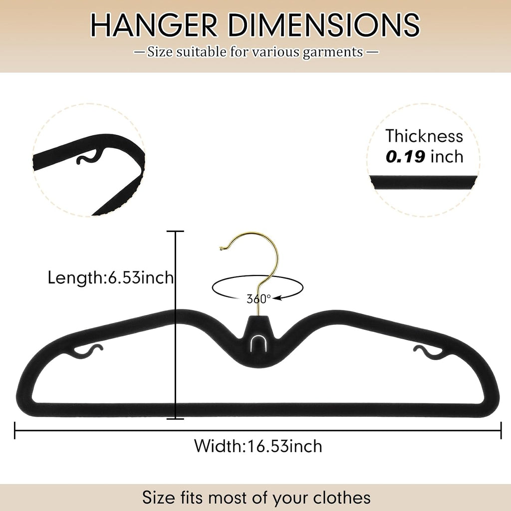 30 Packs Stackable Velvet Hangers, Non Slip Clothes Hangers, Short Neck Space Saving Slim Design, Heavy Duty with