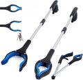 2-Pack Grabber Reacher Tool, 32 Inch Extra Long Steel Foldable Pick Up Stick with Strong Grip Magnetic, 90° Rotating