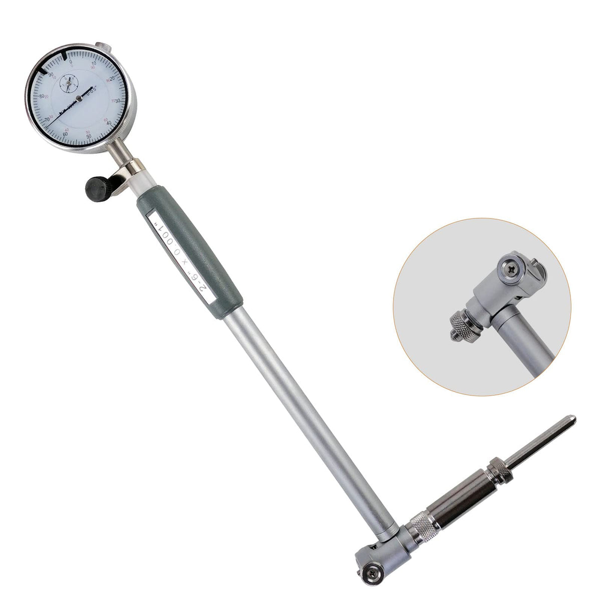 2"-6" Dial Bore Gauge with 6" Stem Carbide Anvils 0.001" Precision