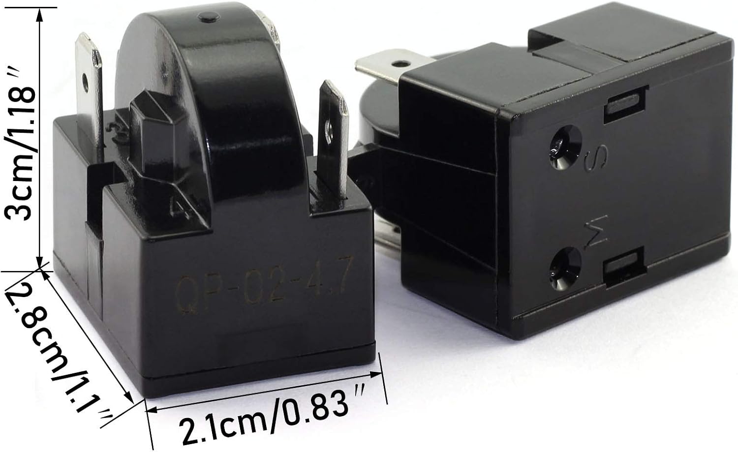 Refrigerator Compressor Relay and Overload Kit JJHXSM Refrigerator Starters QP2-4R7 4.7 Ohm 3 Pin Refrigerator PTC