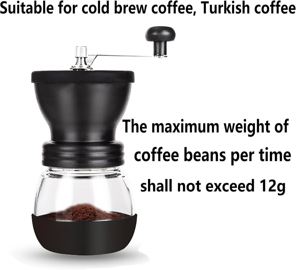 Manual Coffee Grinder, Ceramic Burr, 2 Glass Jars, 11oz per Jar | This hand coffee grinder, a small coffee bean