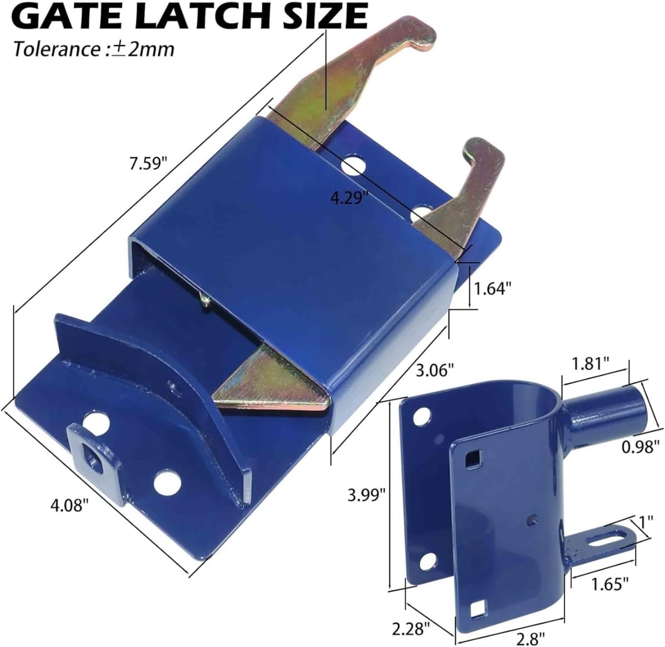 Two Way Lockable Gate Latch, Blue. Perfect for Farms, Pastures, and Ranches. Part Number S16100100 (1PK)