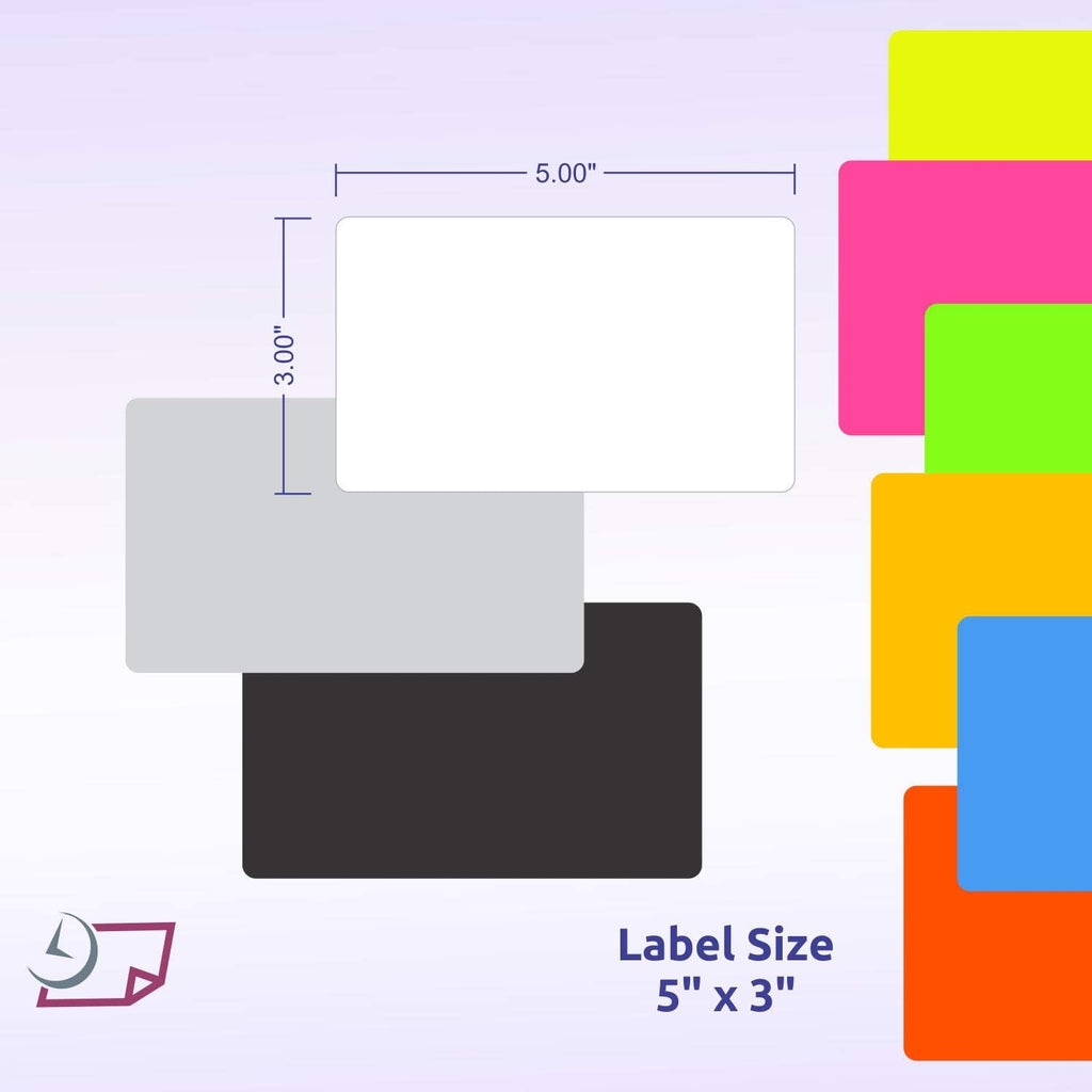 500 Rectangle Stickers, Color Coding Labels Roll, (3" x 5")