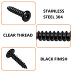 M5 x 12mm Flat Head Socket Cap Self Tapping Screws, 304 Stainless Steel, Hex Drive, Black Finish, 50 PCS